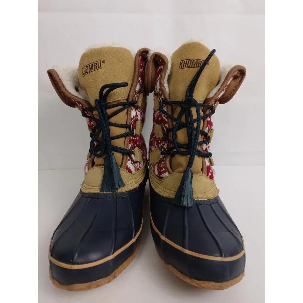 KHOMBU MAYA Suede Lace Up Faux Fur Lined Winter Duck Boots Brown Womens Size 8 M - Picture 5 of 12